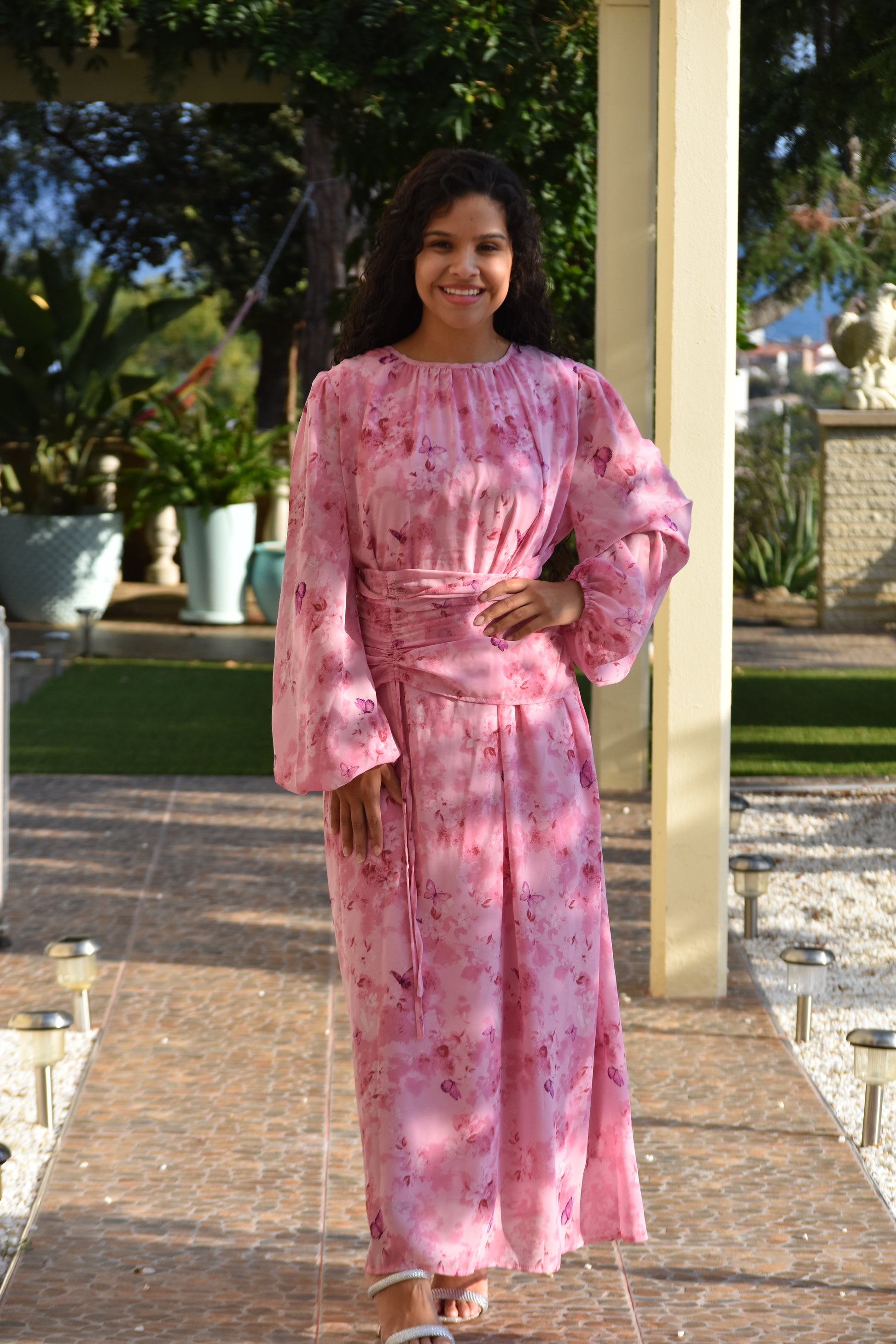 Vestido estampado mariposas rosa