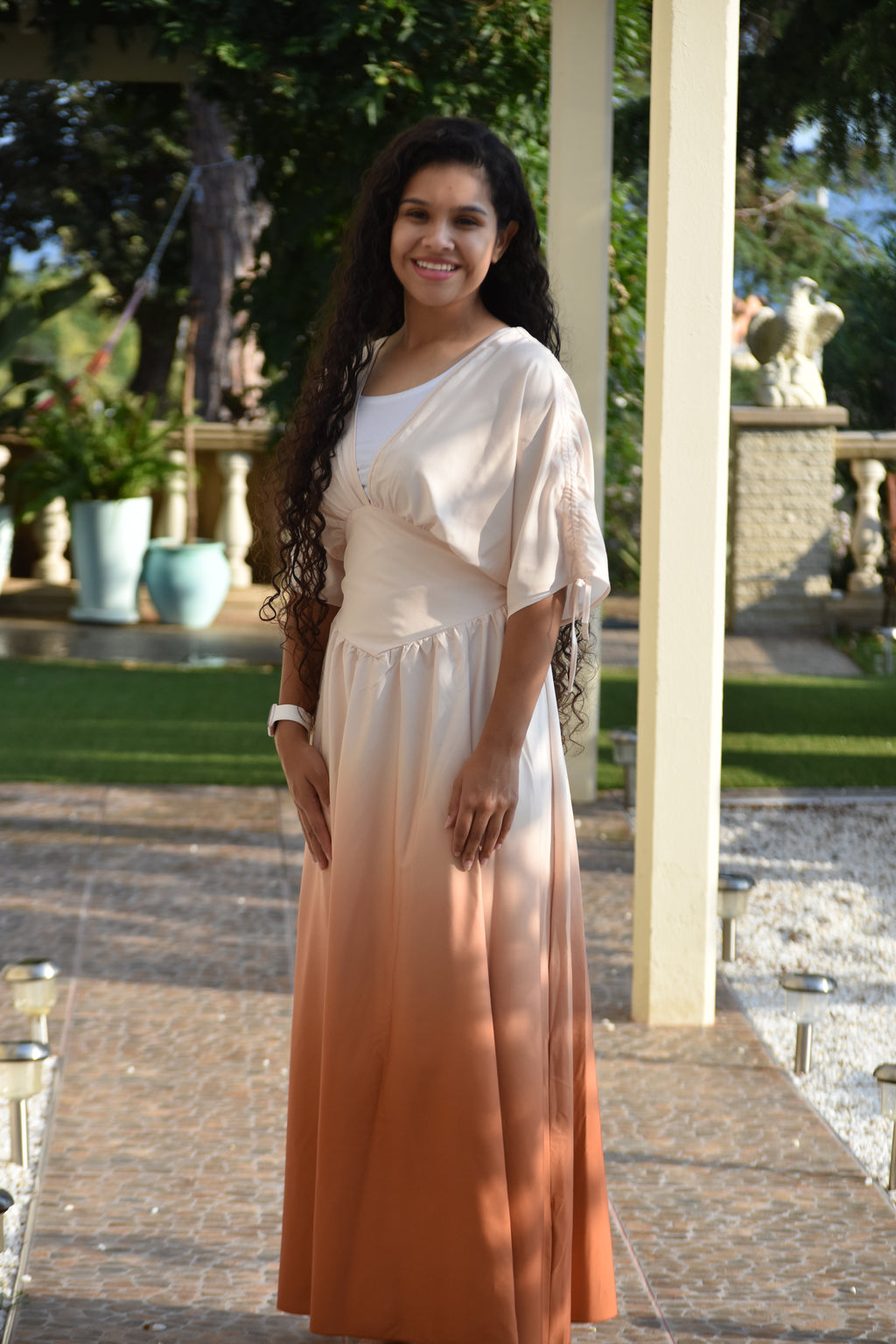 Vestido con corse degradado naranja