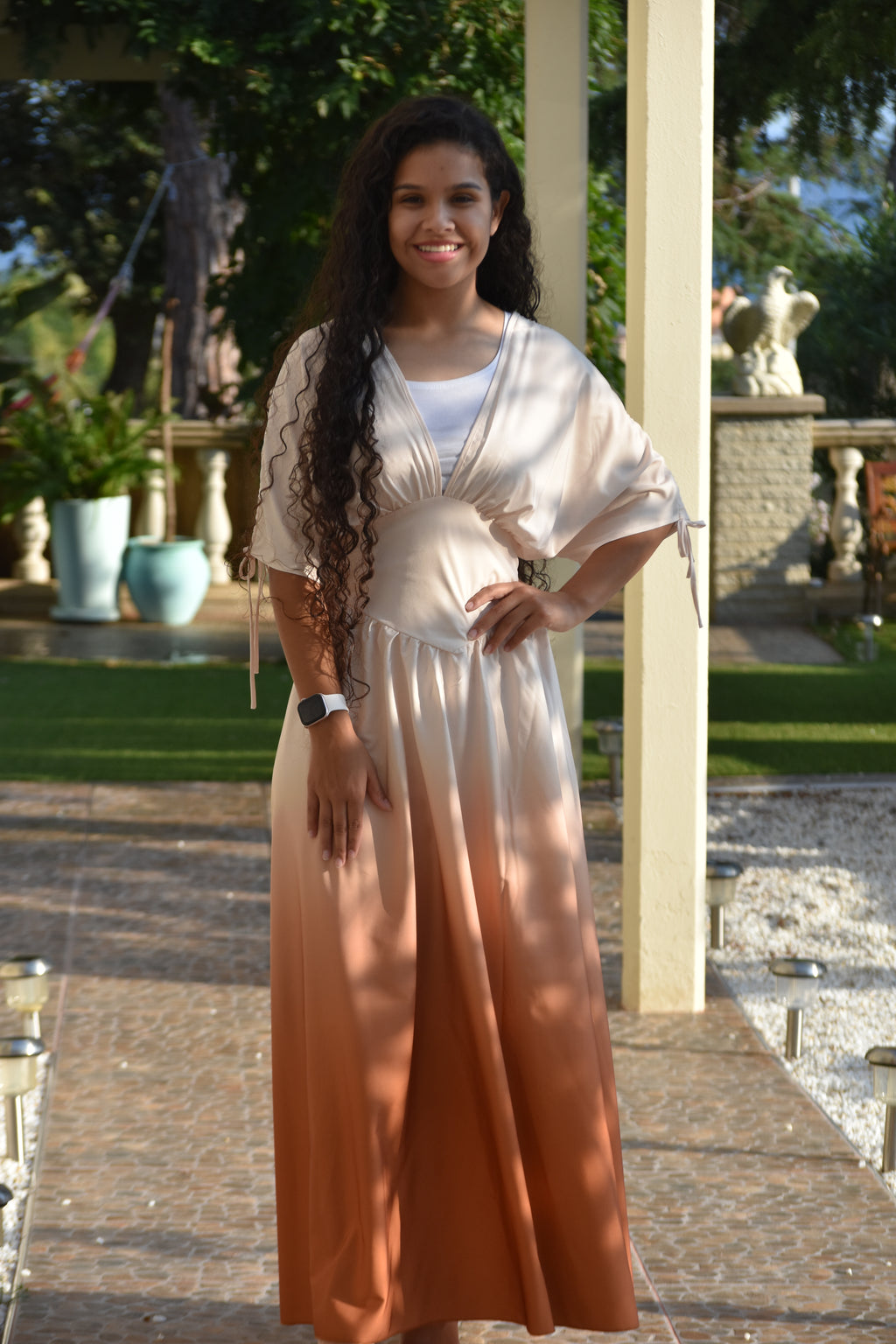 Vestido con corse degradado naranja