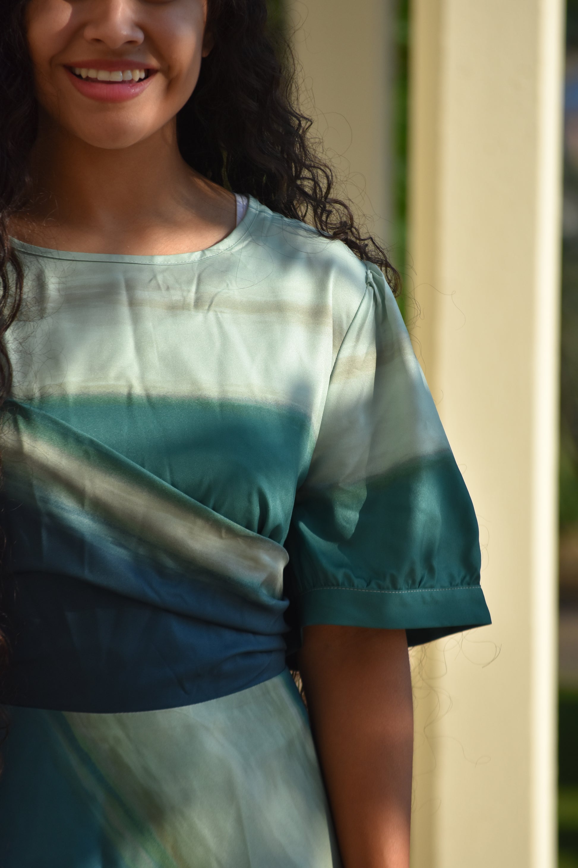 Vestido de colores tono verde