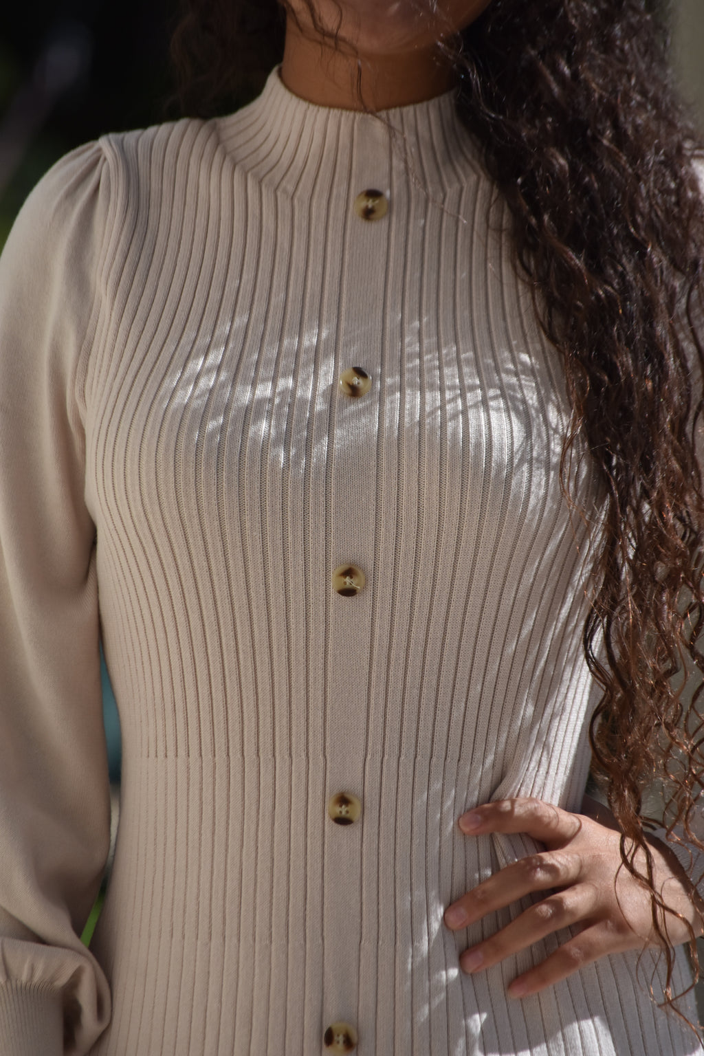 Vestido de punto beige