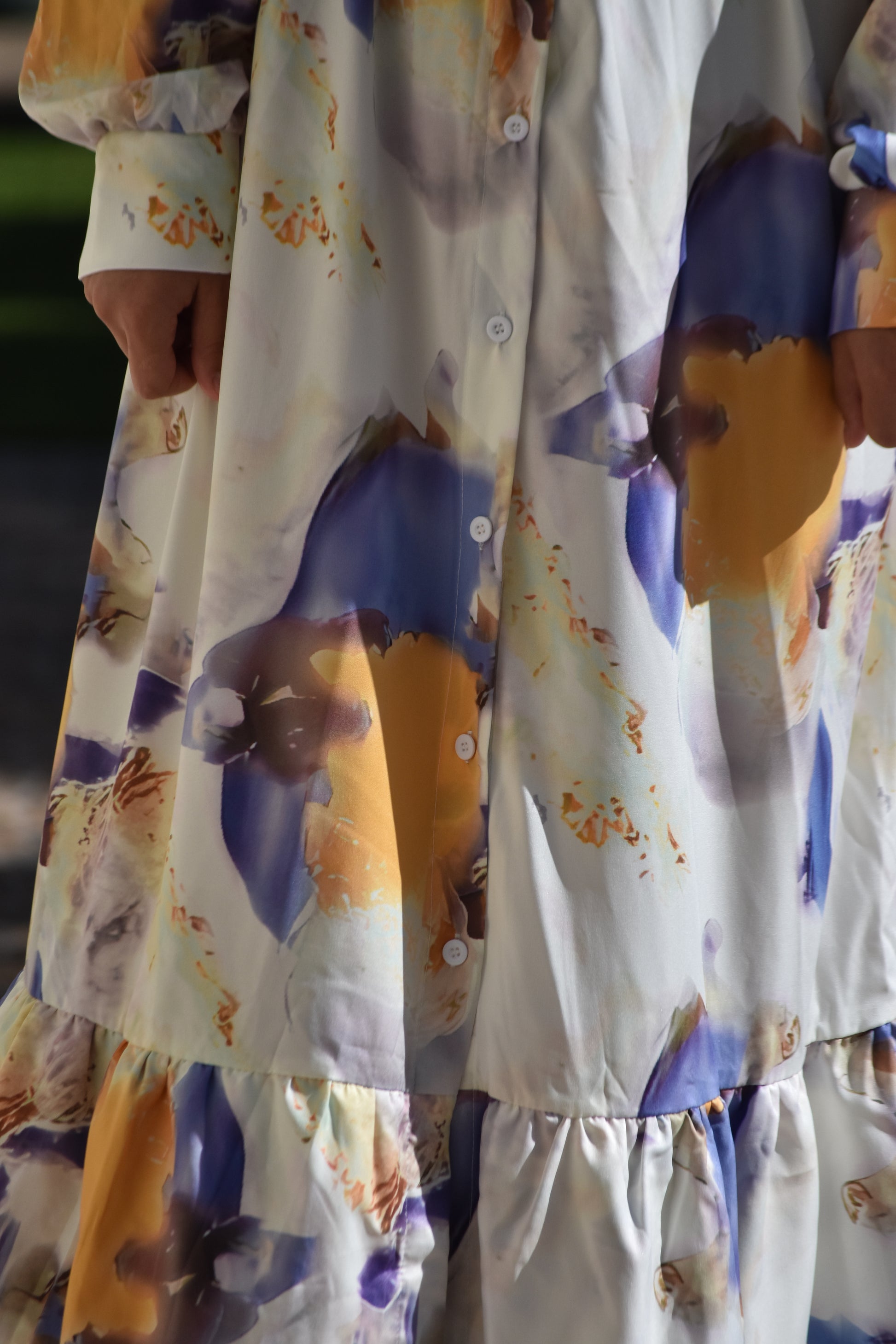 Vestido de colores largo con cinturón