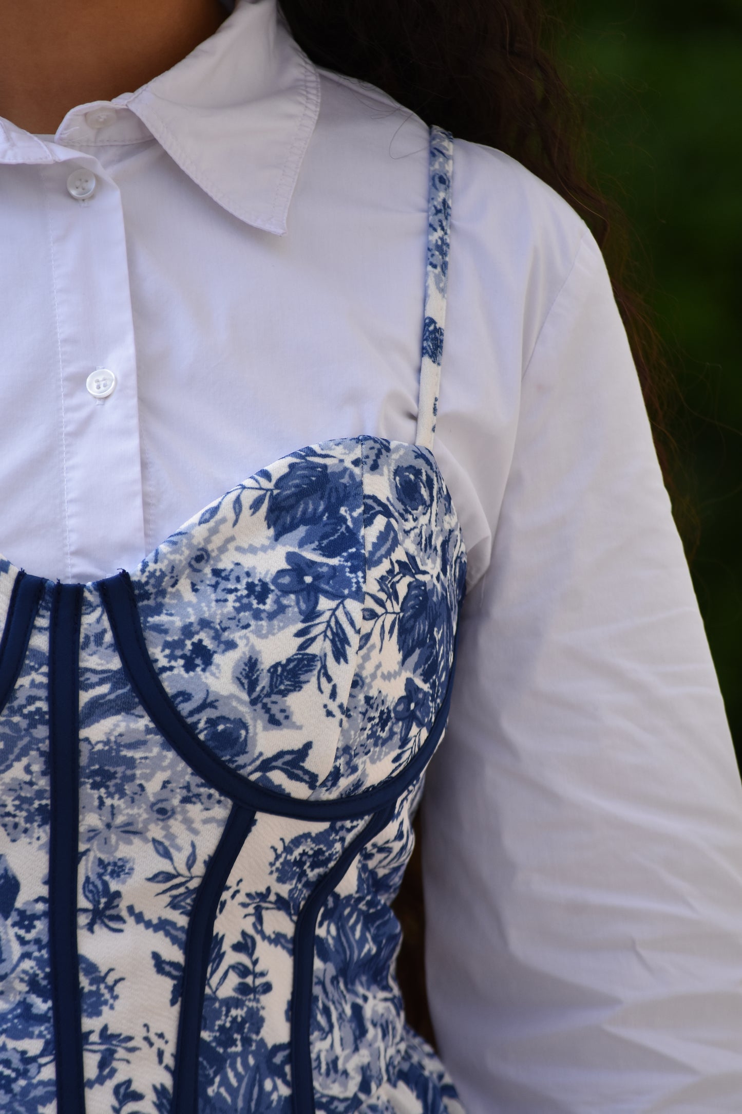 Vestido princesa azul con corsé